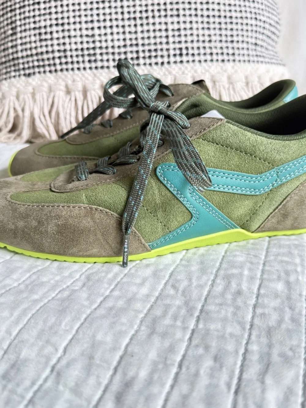 New Rag & Bone Drift Runner Sneaker Taupe Suede Women's Size 6
